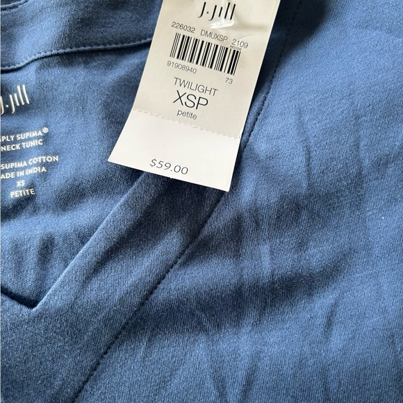 J Jill NWT extra Small Petite V Neck Blue Long Sleeved  Tunic - Picture 12 of 12